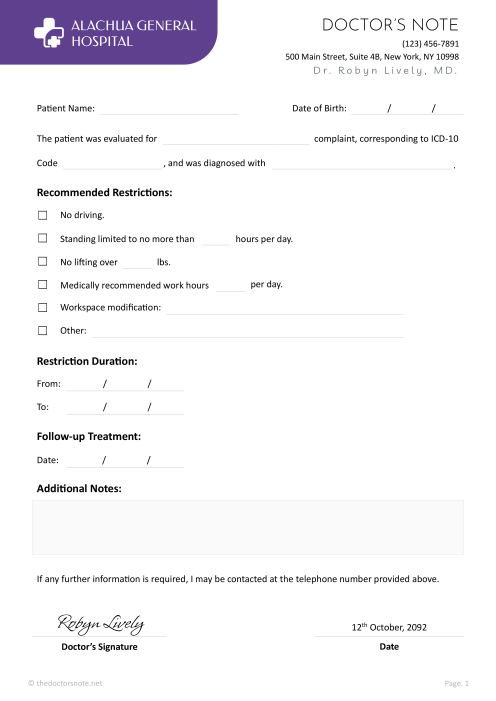 What Does a Doctor’s Note Look Like? – Thedoctorsnote.net