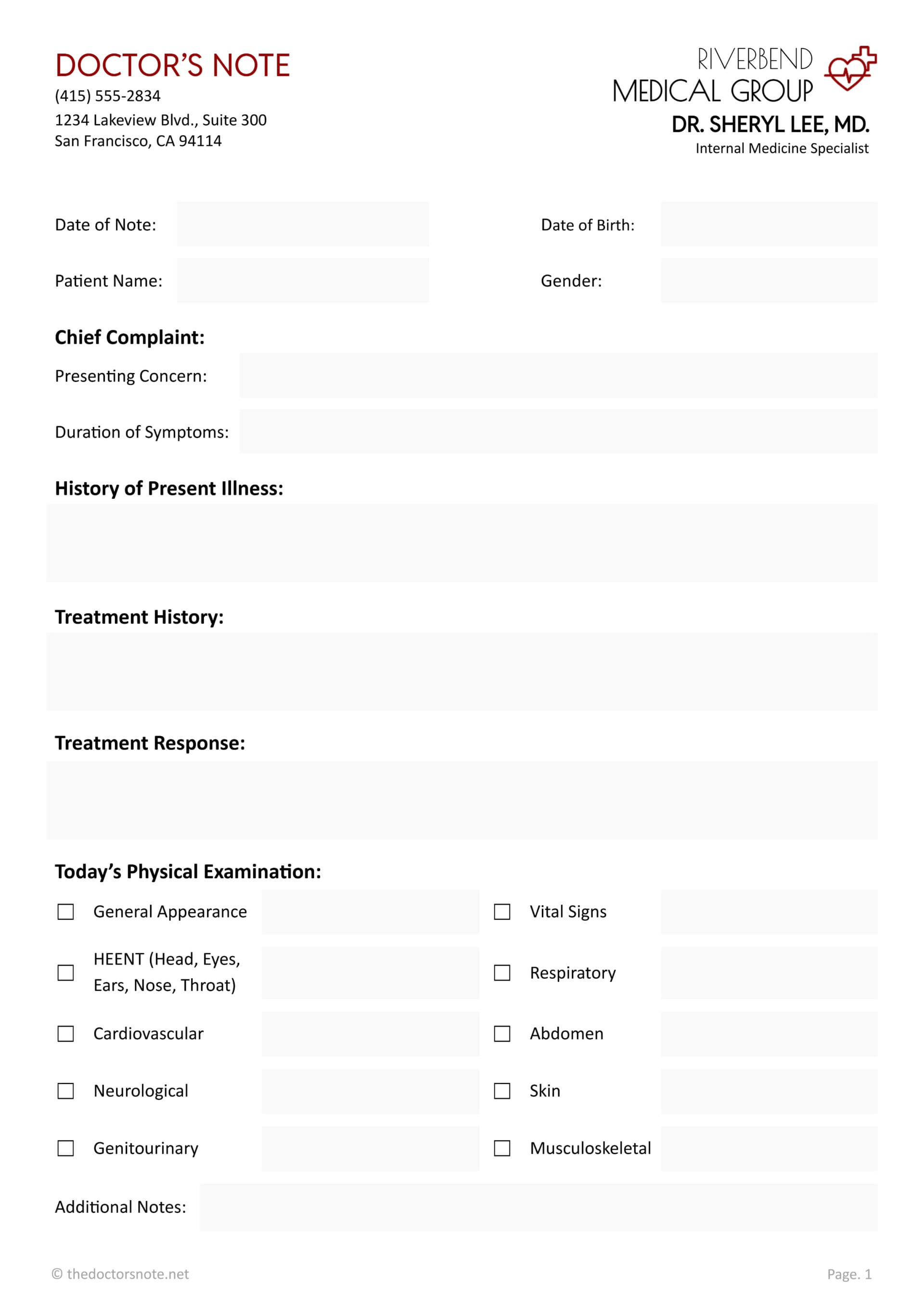 Free Doctor’s Progress Note Template - Thedoctorsnote.net