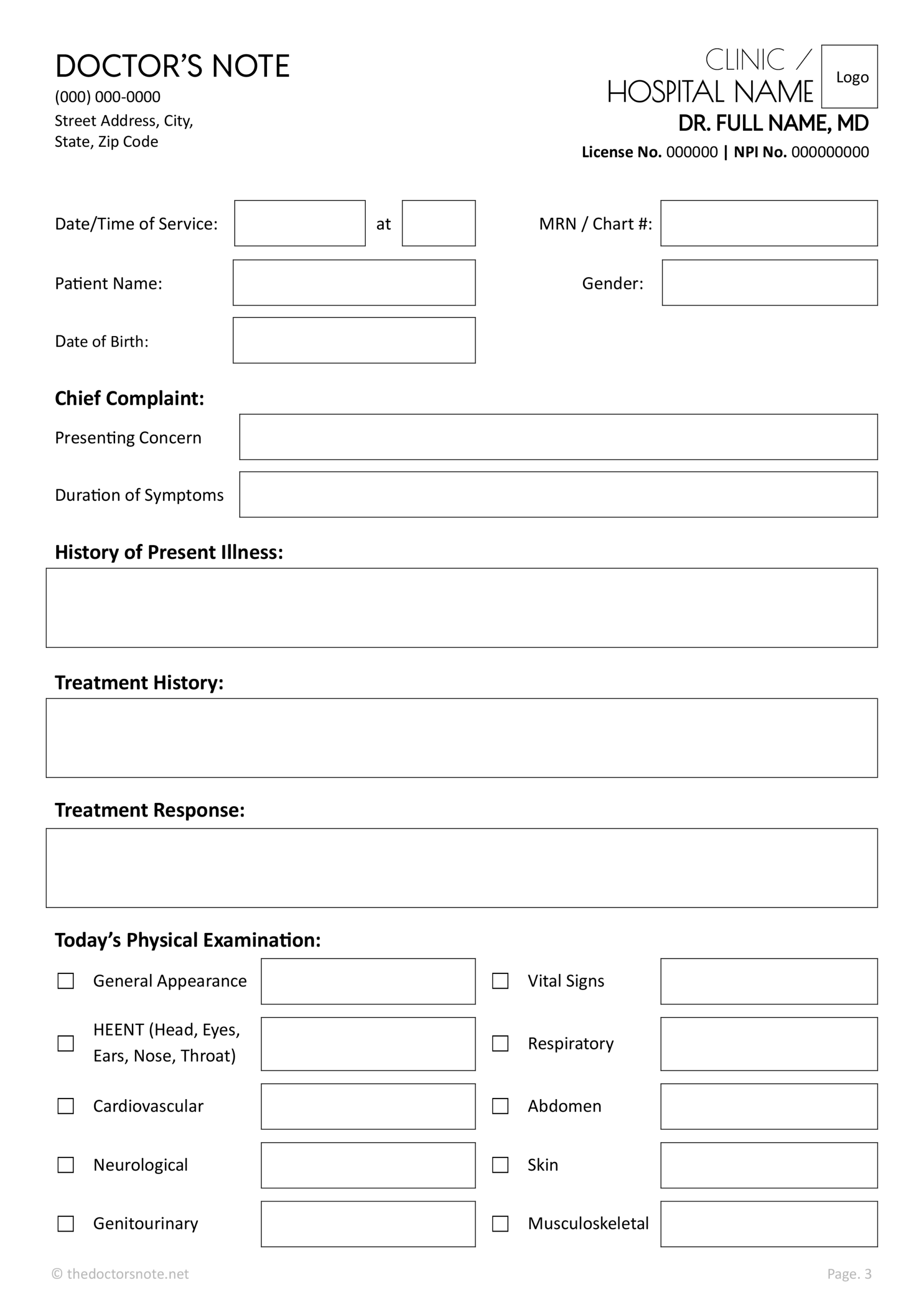 Free Doctor’s Progress Note Template - Thedoctorsnote.net