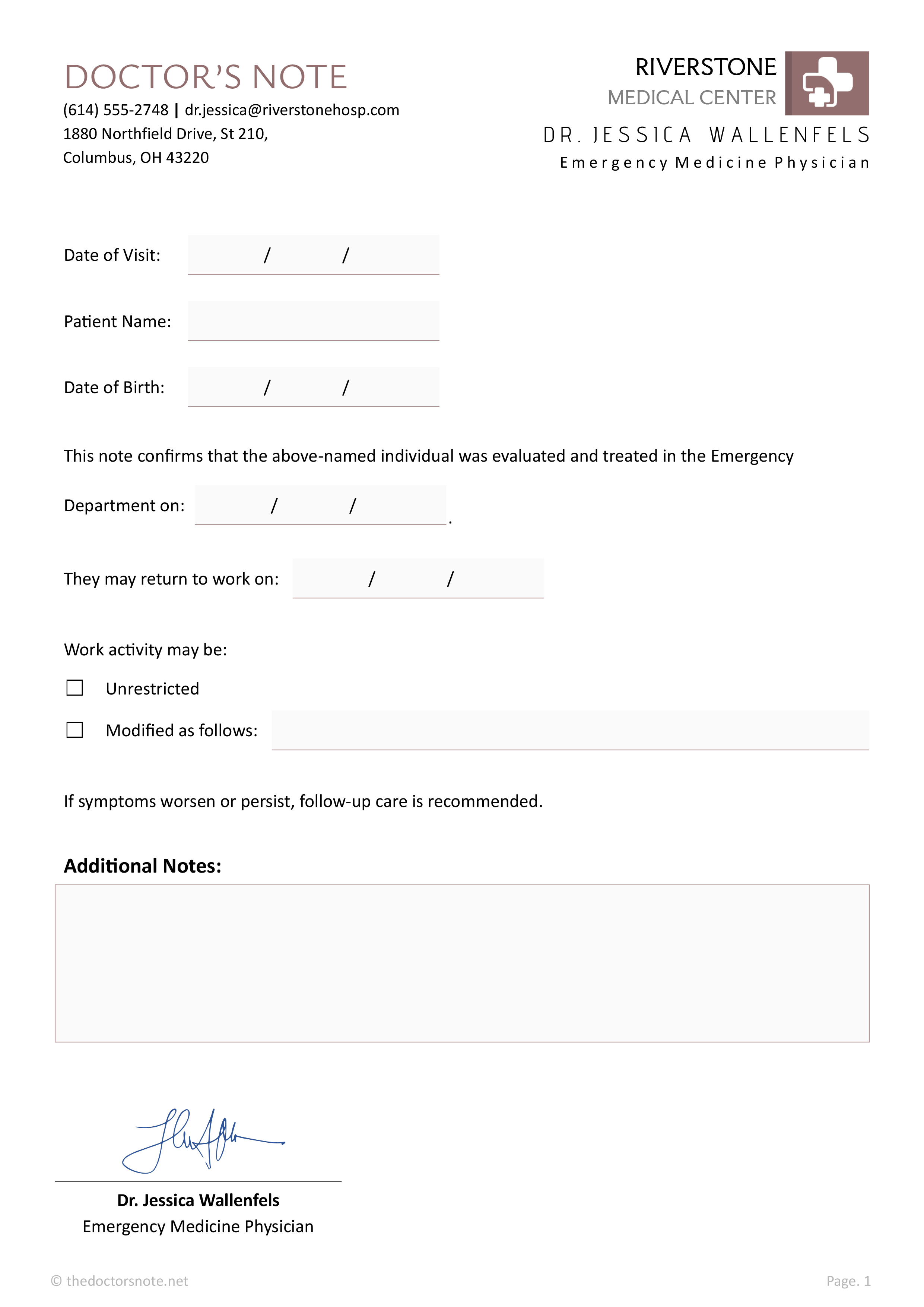 Free Doctor’s Note for School - Edit & Print